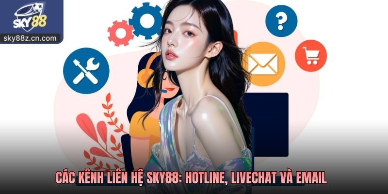 Các kênh liên hệ SKY88: hotline, livechat và email