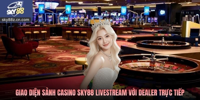 Giao diện sảnh casino Sky88 livestream với dealer trực tiếp