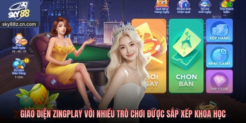 Giao diện ZingPlay với nhiều trò chơi được sắp xếp khoa học